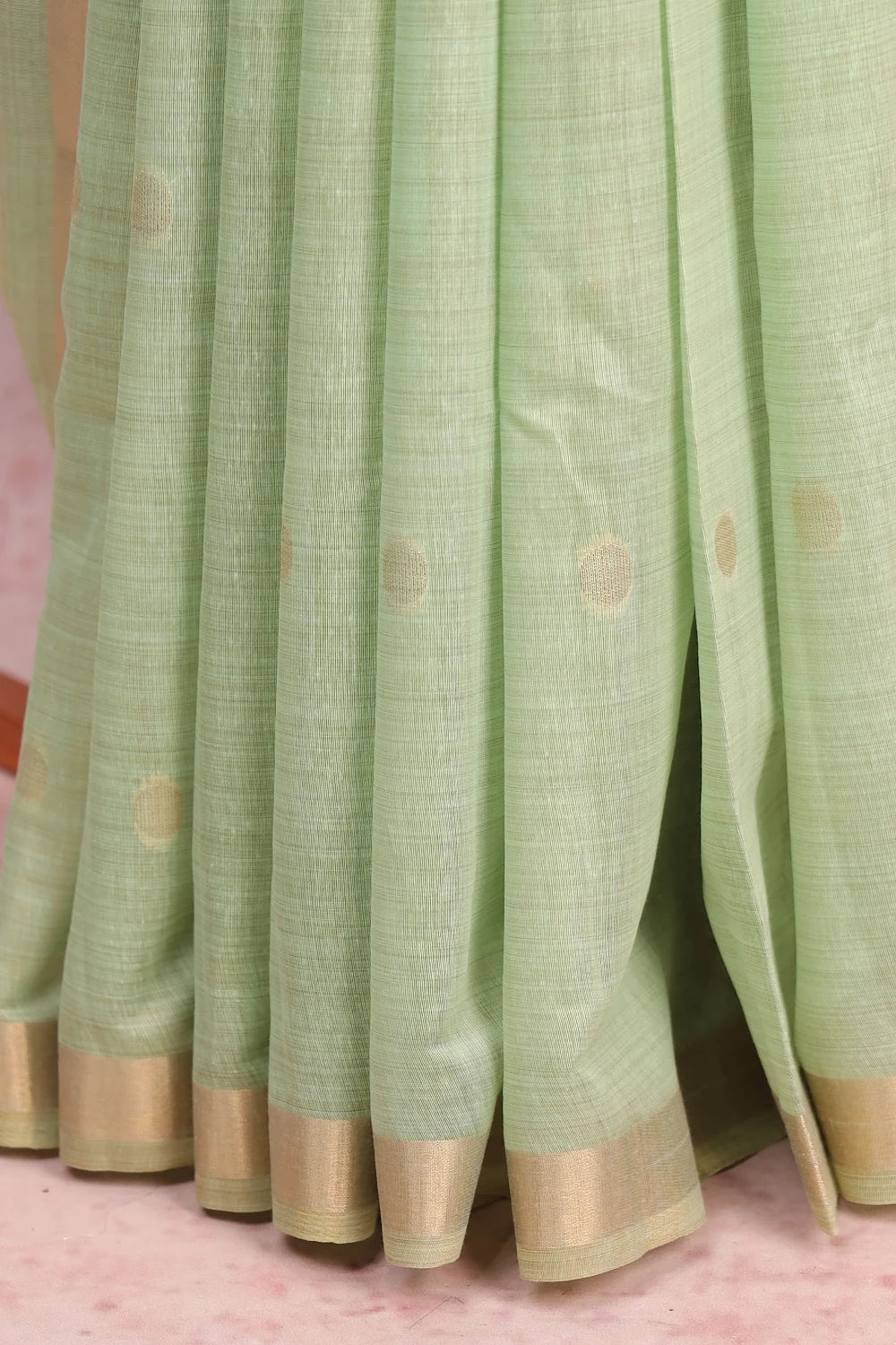 Pista Green Semi Chanderi Saree