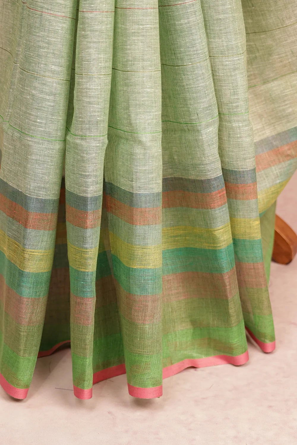 Pista Green Semi Linen Saree