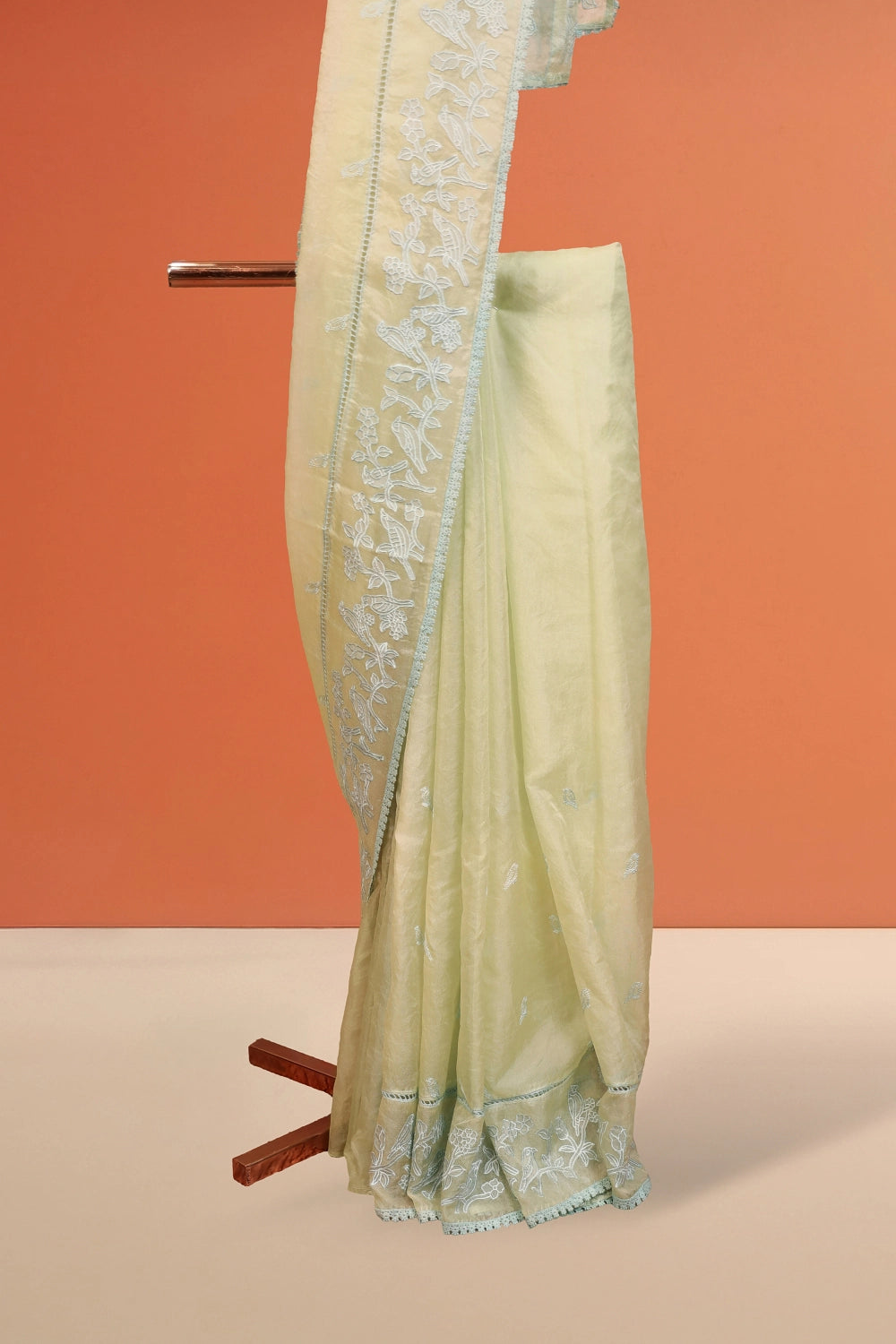 Pista Green Semi Organza Saree