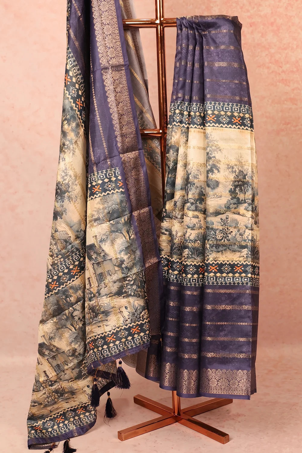 Pista Green Semi Silk Saree