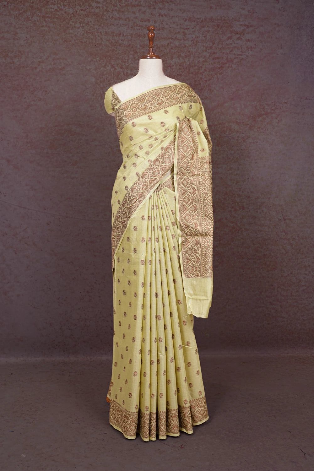 Pista Green Tussar Silk Saree