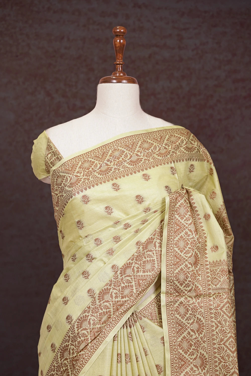 Pista Green Tussar Silk Saree