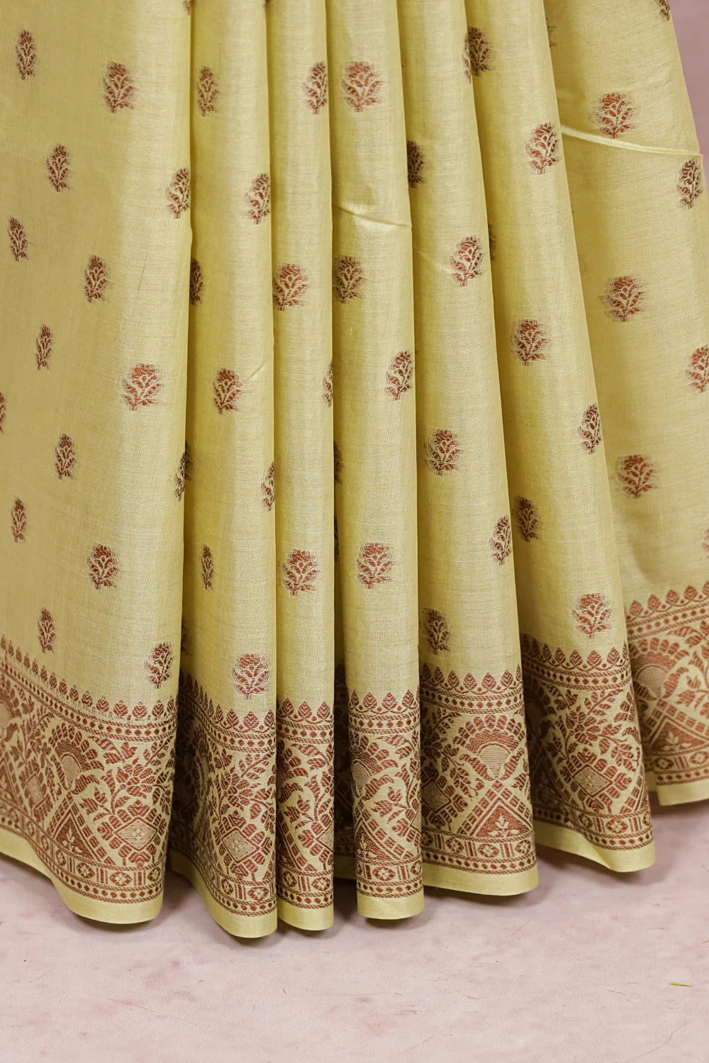 Pista Green Tussar Silk Saree
