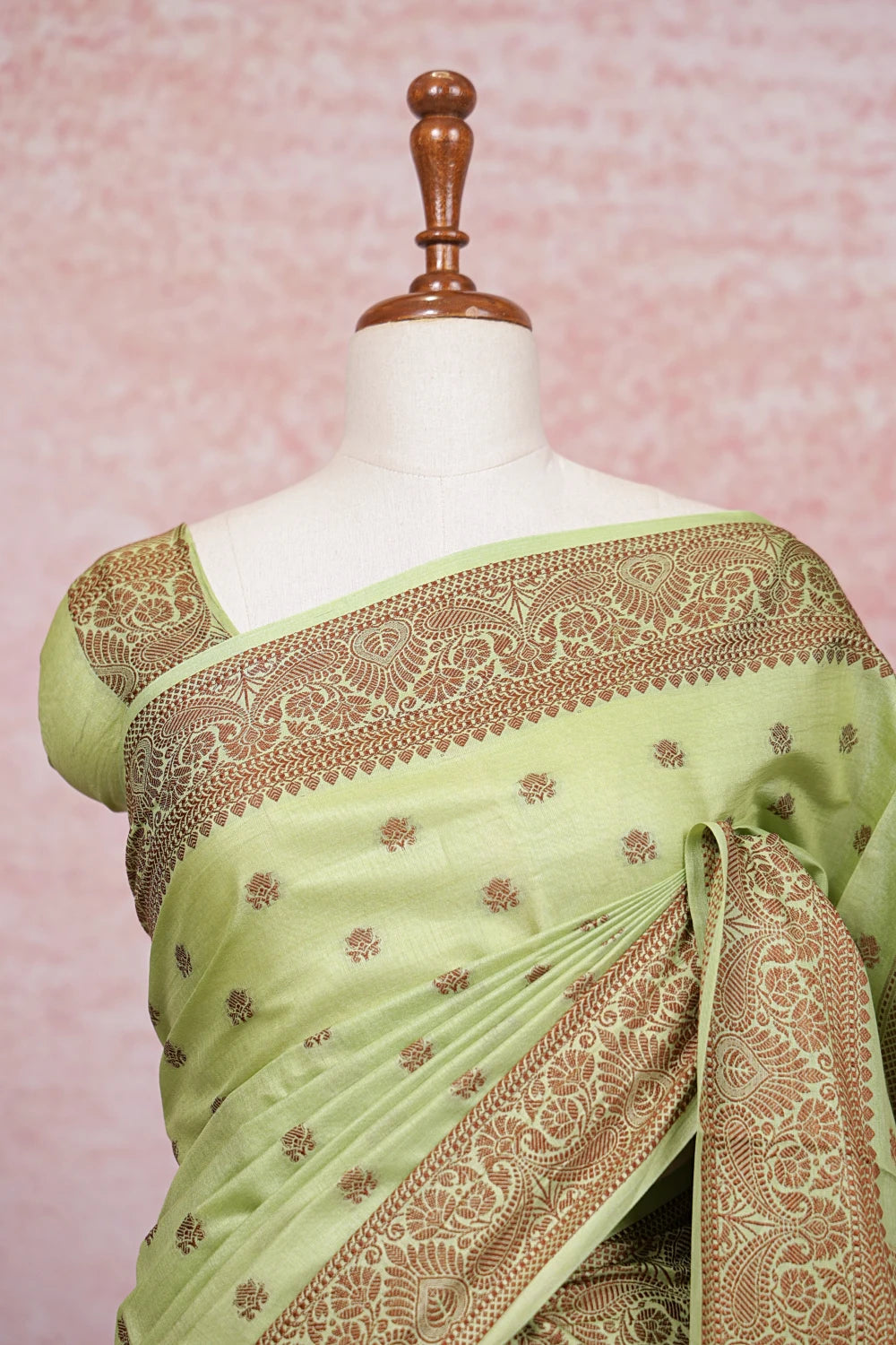 Pista Green Tussar Silk Saree - Seematti