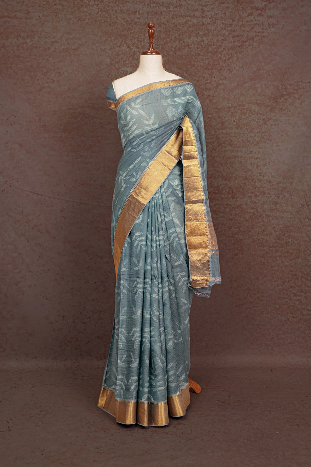 Powder Blue Chanderi Silk Saree