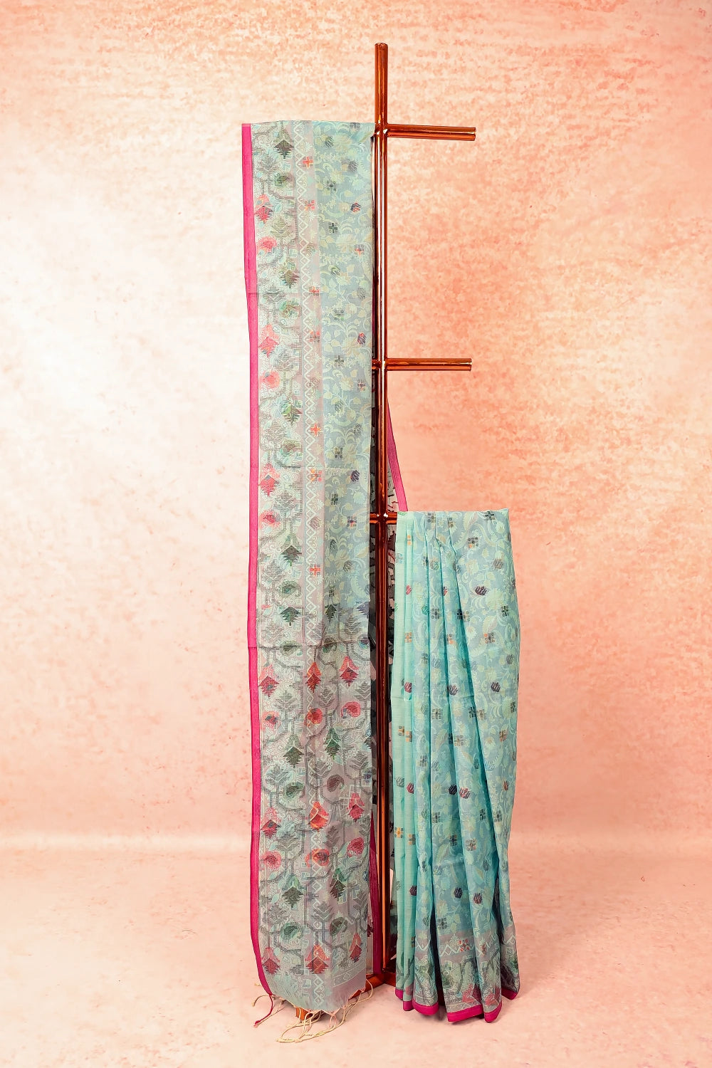 Powder Blue Cotton Saree
