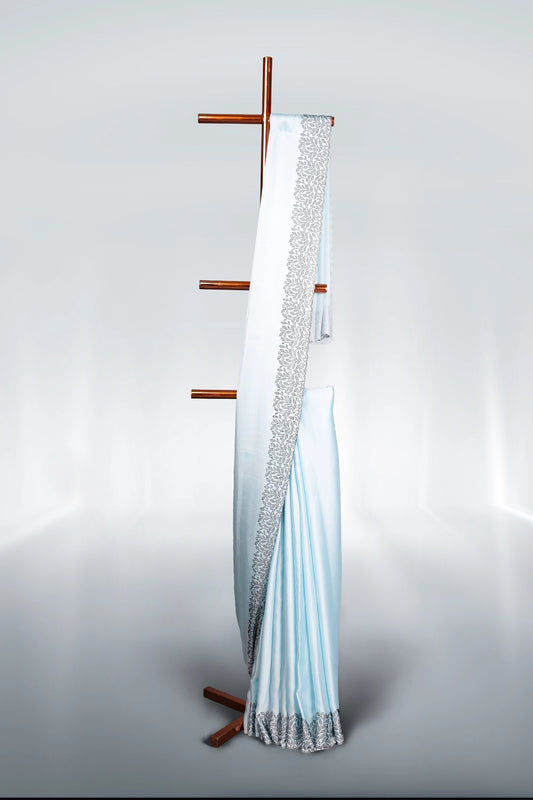 Powder Blue Crepe Saree