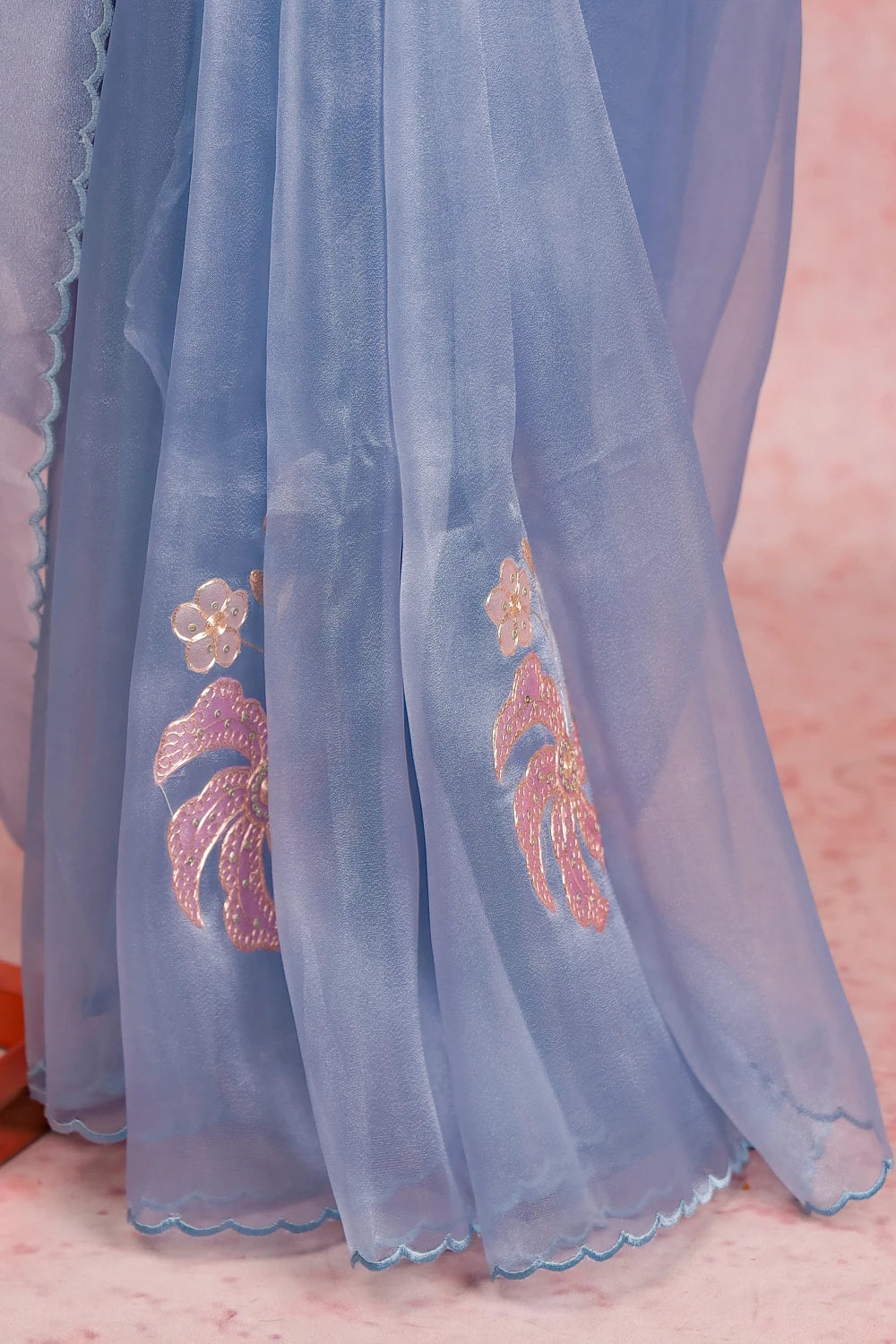 Powder Blue Glass Organza Saree