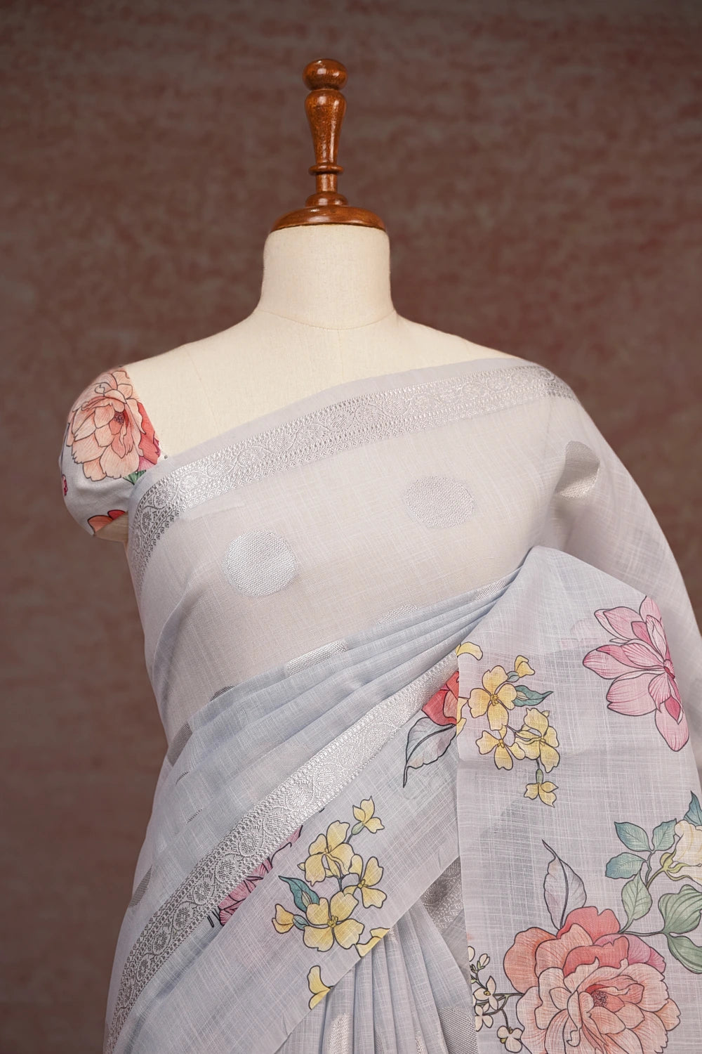 Powder Blue Linen Saree