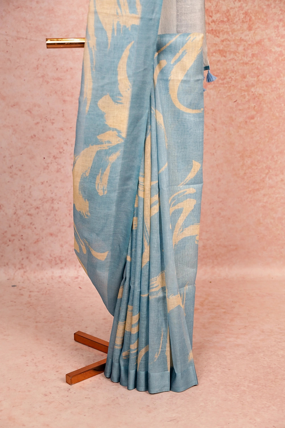 Powder Blue Semi Linen Saree