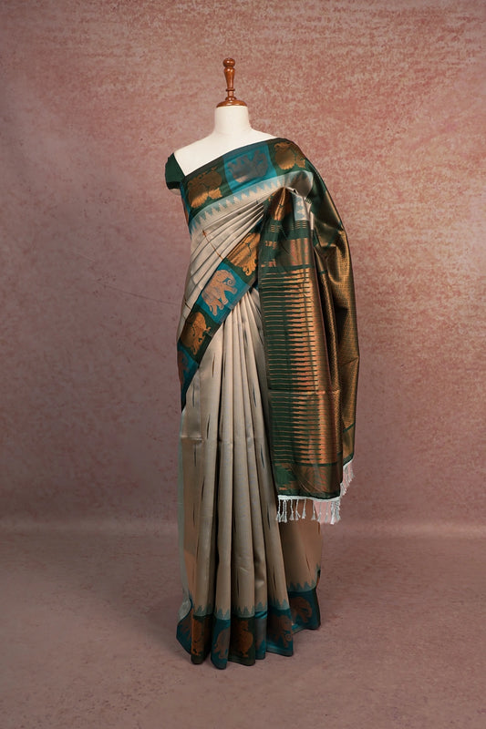 Powder Blue Semi Silk Saree