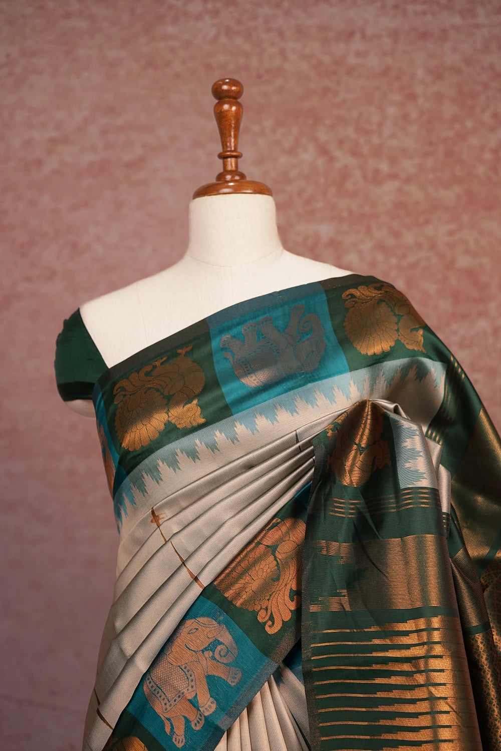 Powder Blue Semi Silk Saree