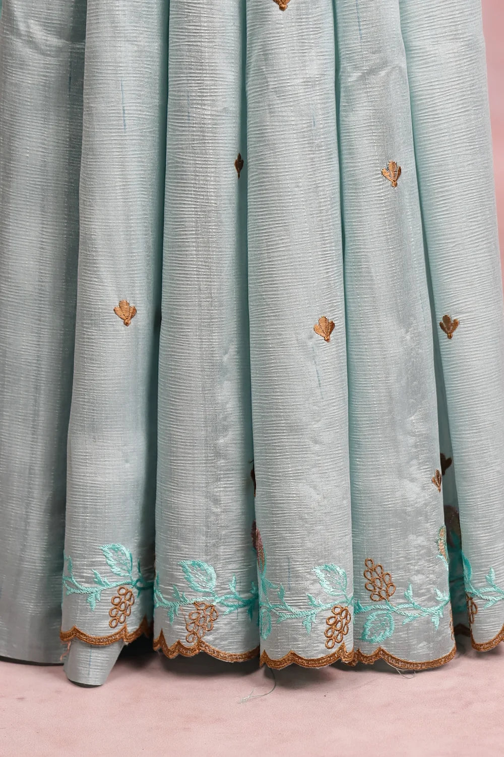 Powder Blue Semi Tussar Saree
