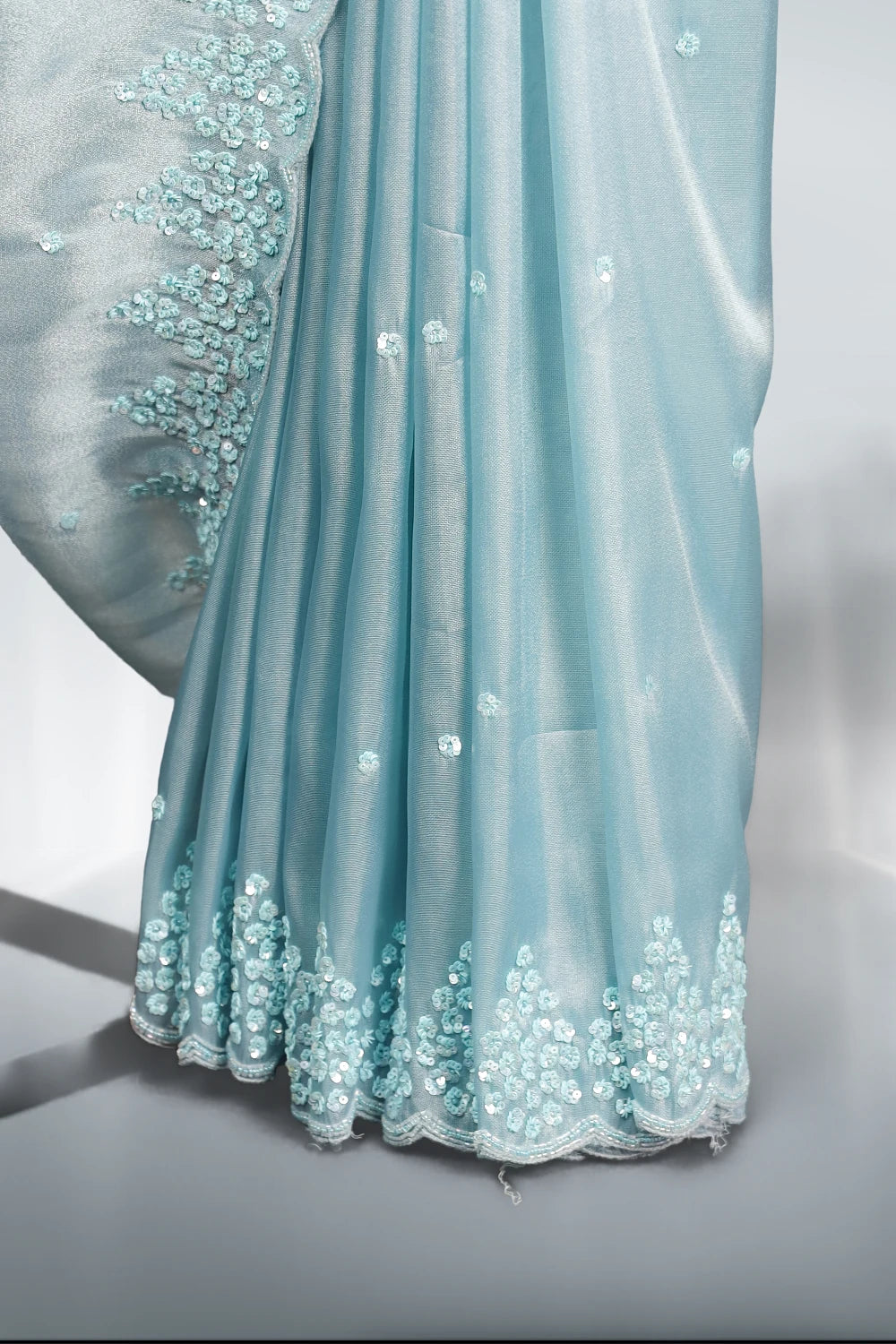 Powder Blue Tissue Organza Saree