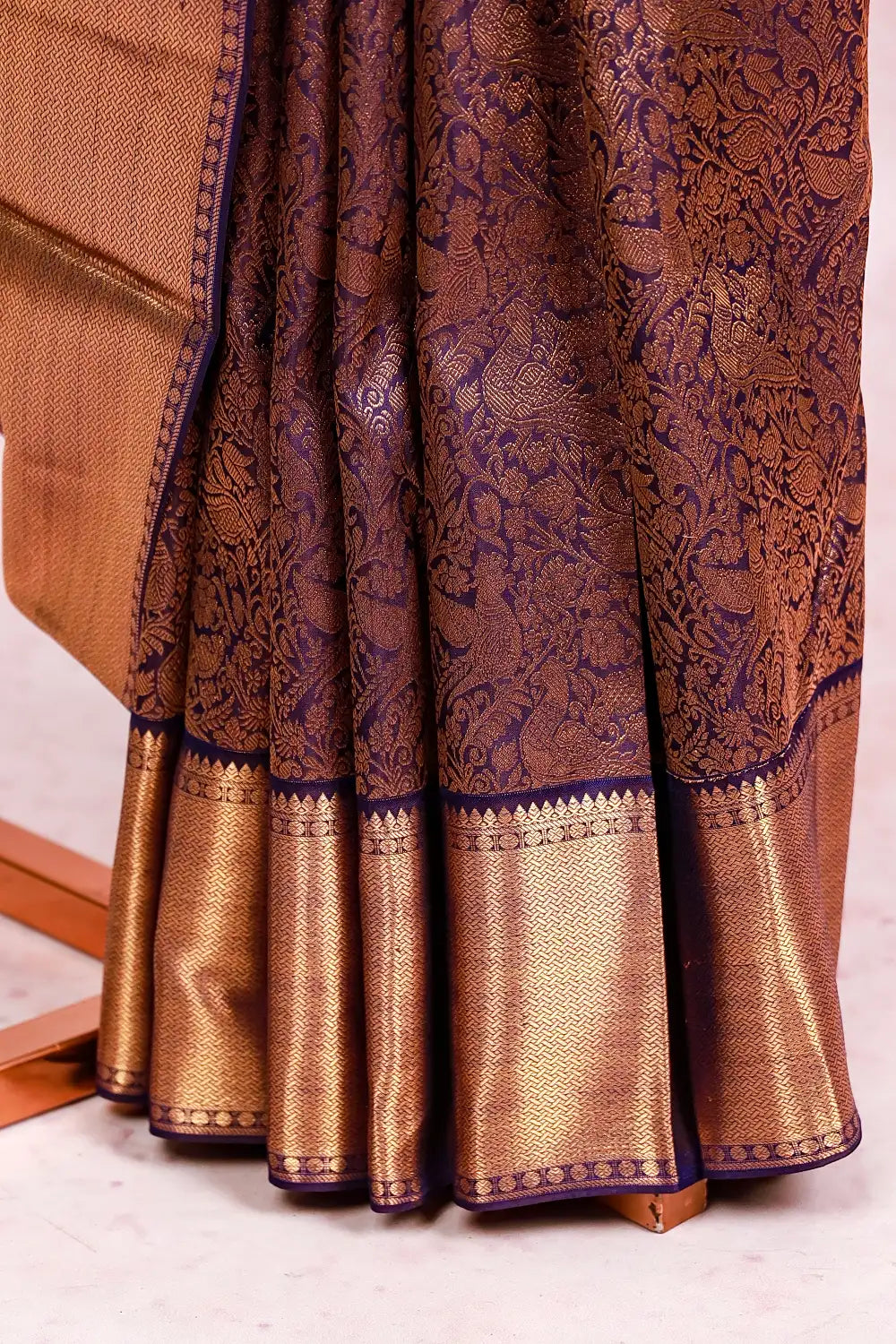 Purple Blue Kancheepuram Silk Saree