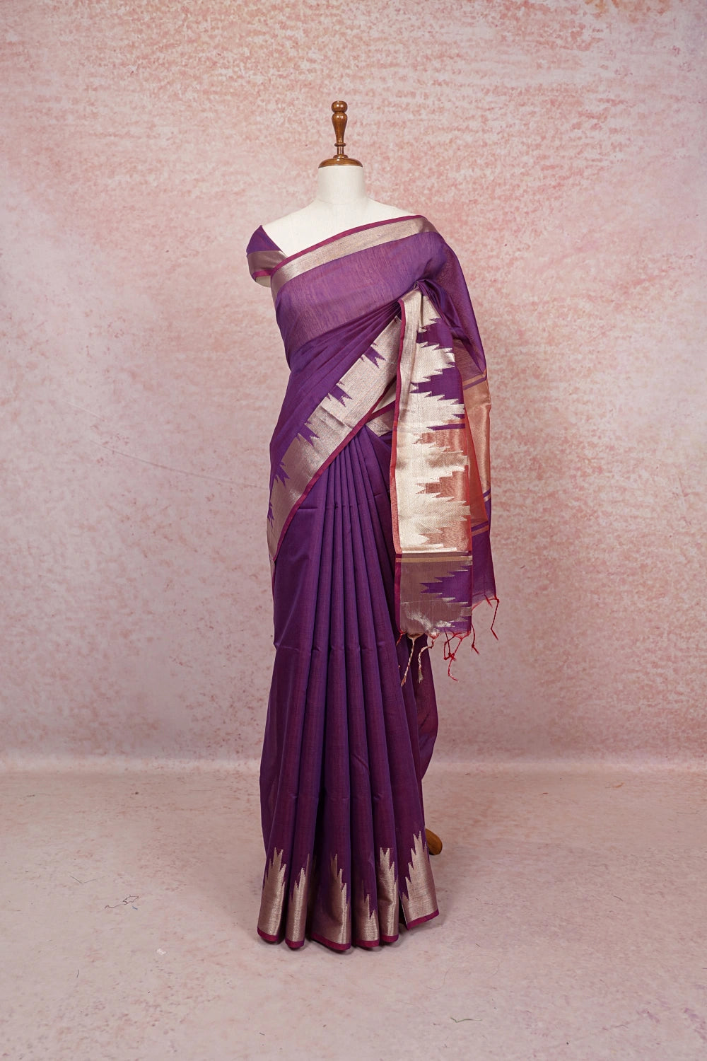 Purple Cotton Silk Saree