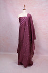 Purple Semi Silk Cutt Work Unstitched Churidhar Material - Seematti