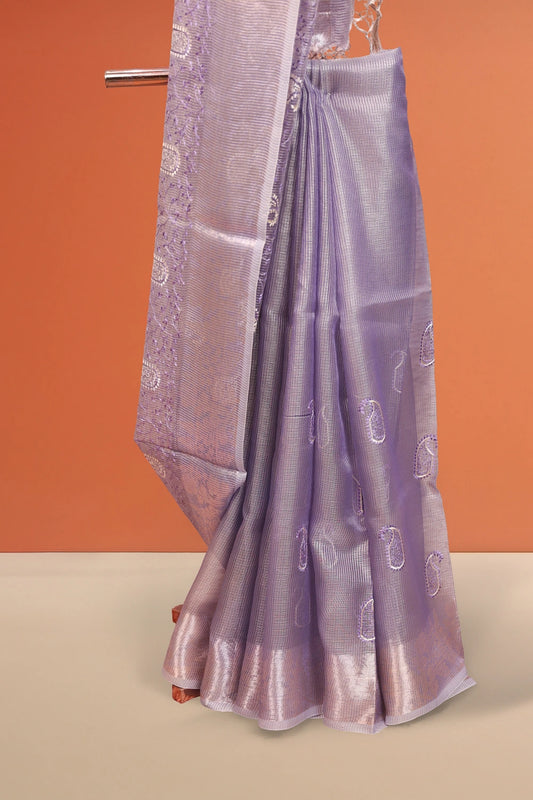 Purple Semi Tissue Saree