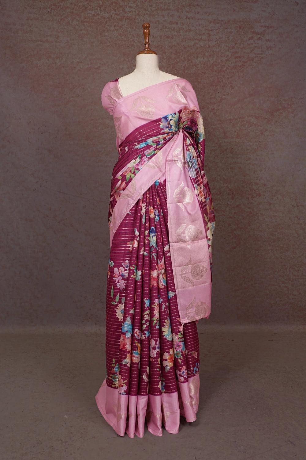 Purple Semi Tussar Saree - Seematti