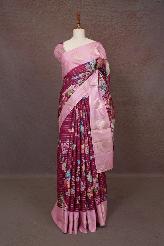 Purple Semi Tussar Saree - Seematti