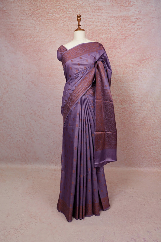 Purple Semi Tussar Saree - Seematti