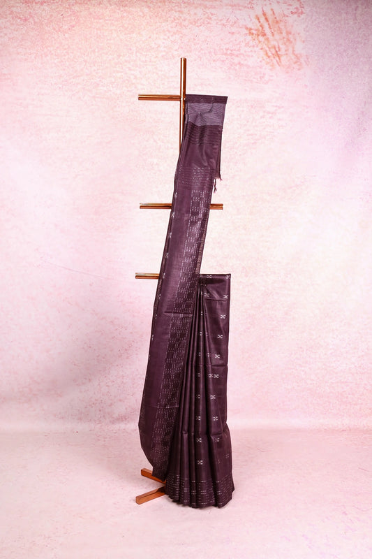 Purple Violet Semi Tussar Saree
