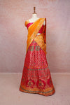 Rani Pink And Mango Yellow Semi Banarasi Dhavani Set - Seematti