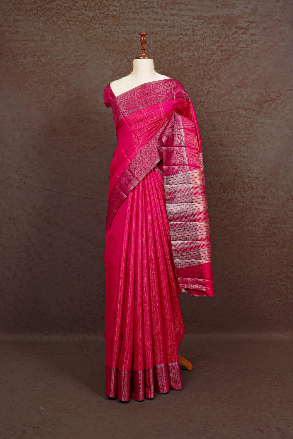 Rani Pink Banarasi Silk Saree
