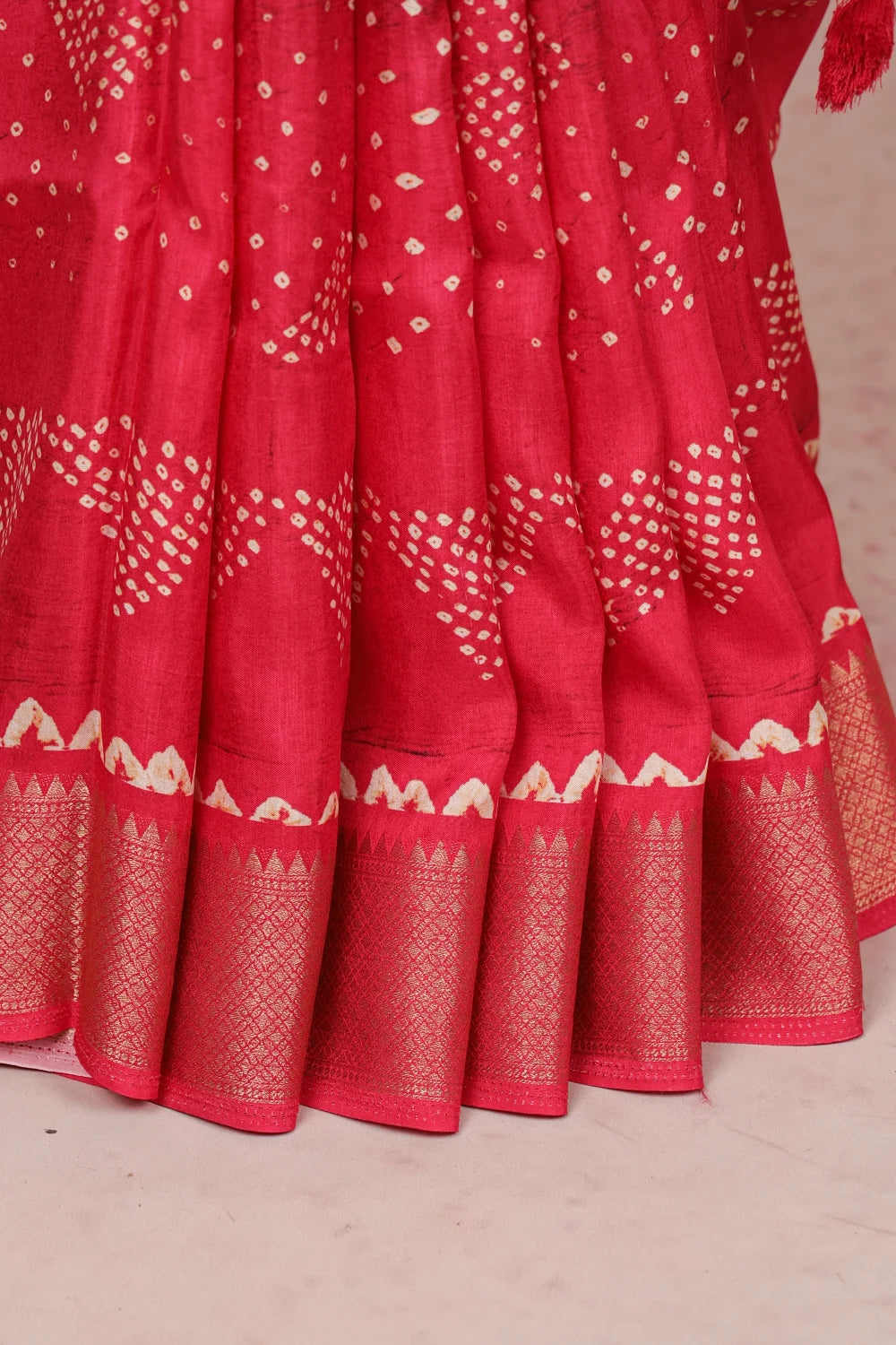 Rani Pink Semi Chanderi Saree