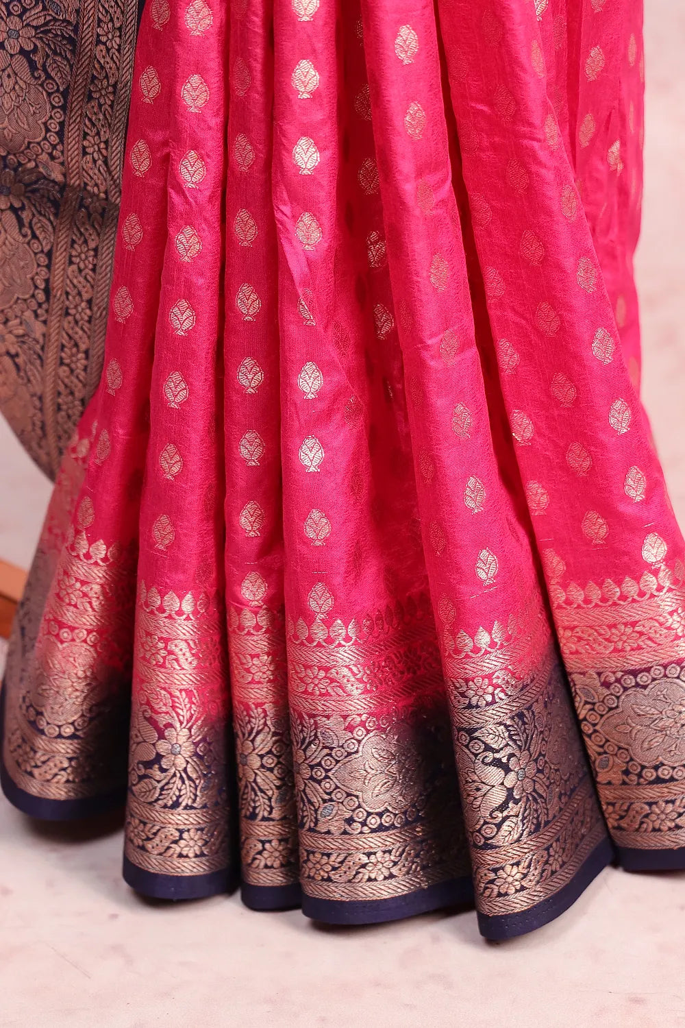 Rani Pink Tussar Banarasi Saree