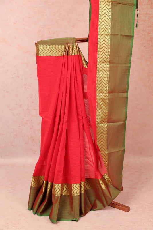 Red Casual Cotton Saree