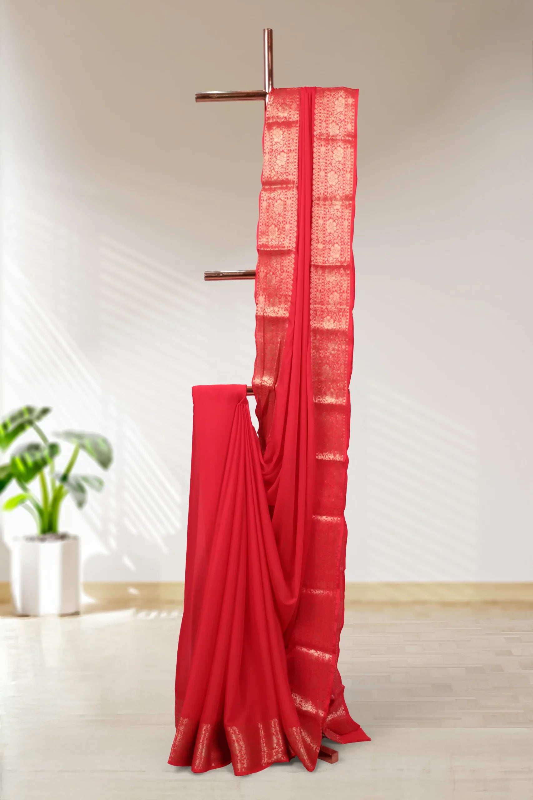 Red Chiffon Saree