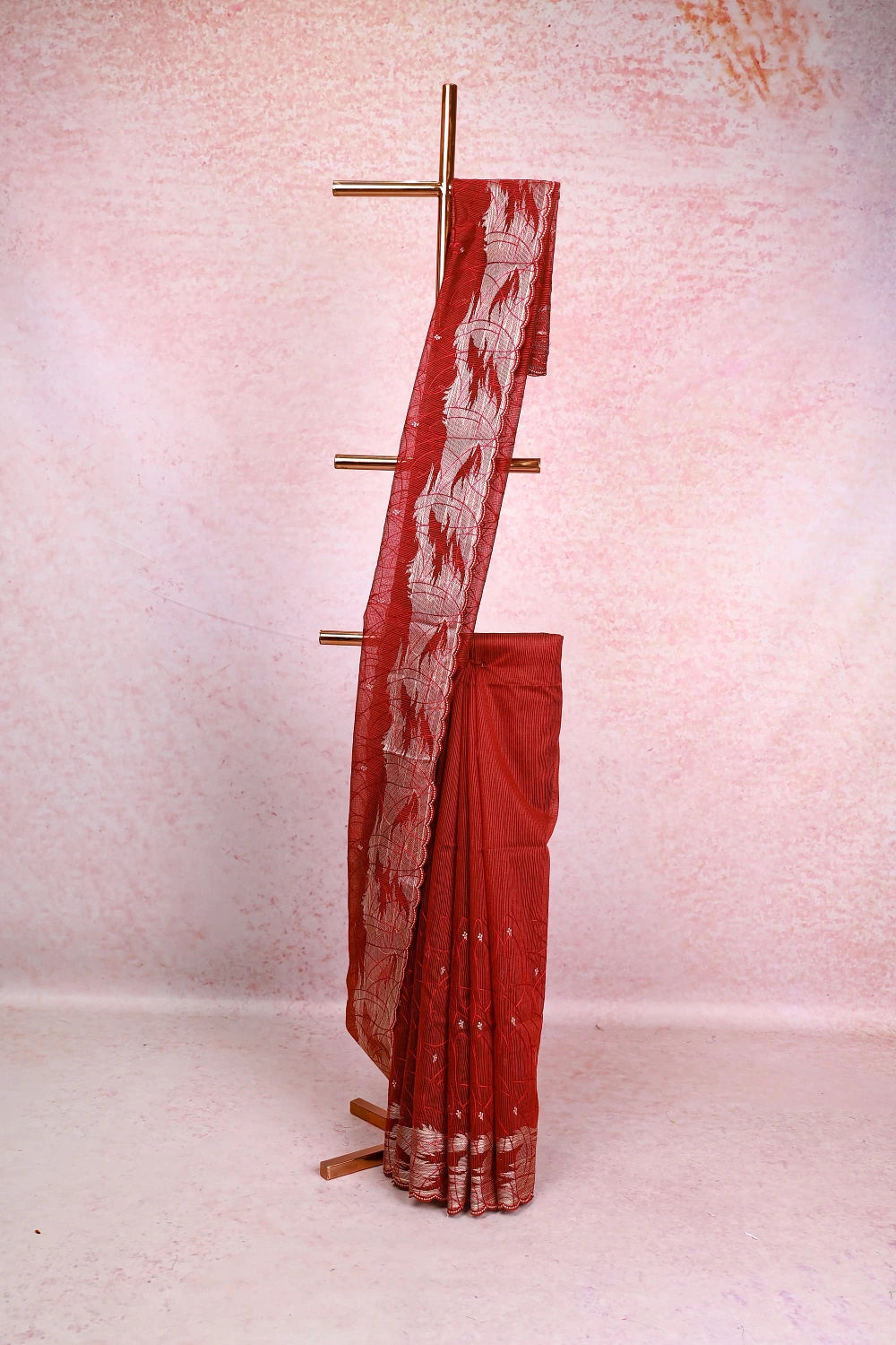 Red Kota Thread Design Saree With Without Border - Seematti