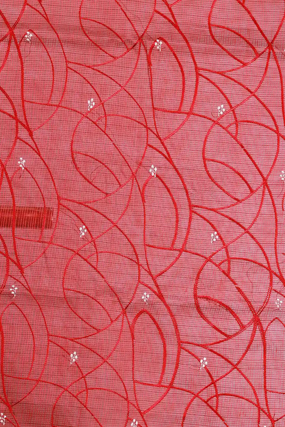 Red Kota Thread Design Saree With Without Border - Seematti