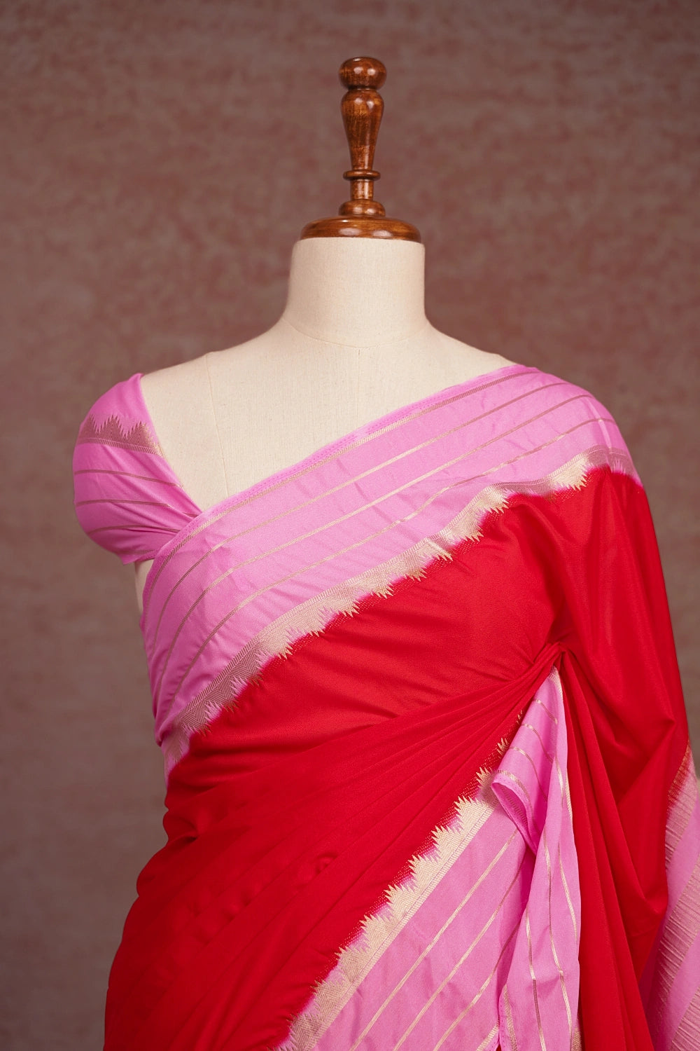 Red Semi Crepe Saree