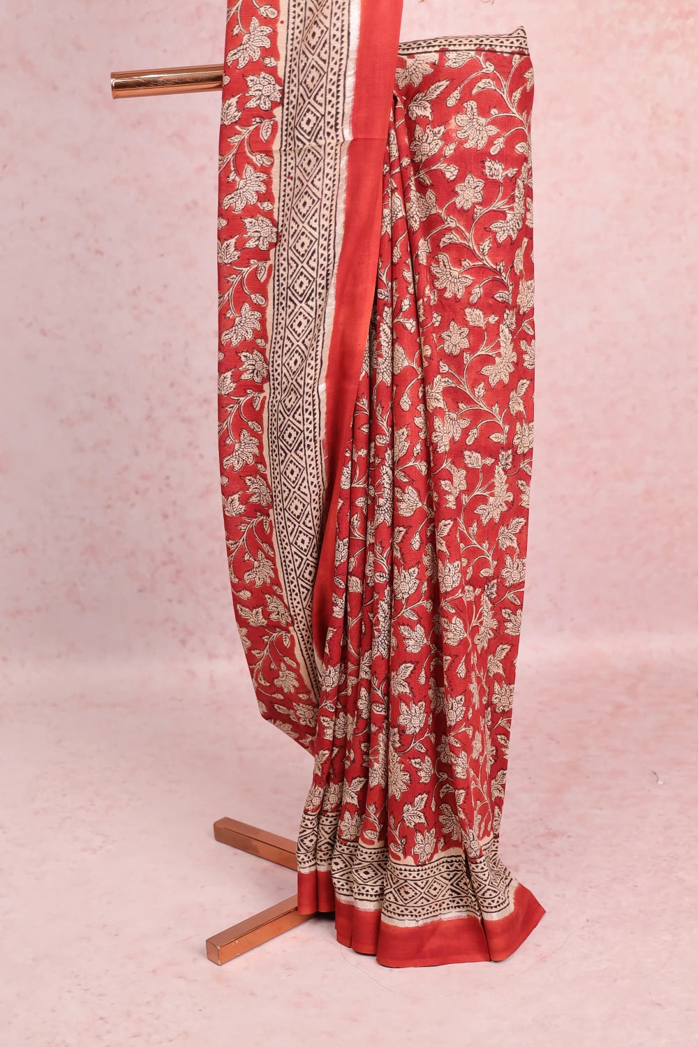 Red Semi Linen Saree