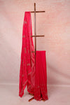 Red Semi Organza Saree Saree With Unstiched Blouse Piece - Seematti