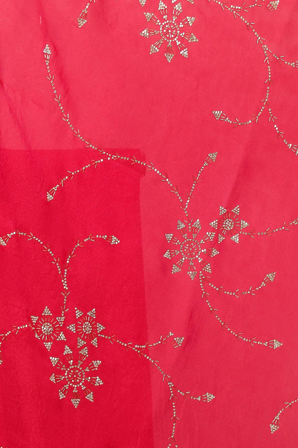 Red Semi Organza Saree Saree With Unstiched Blouse Piece - Seematti