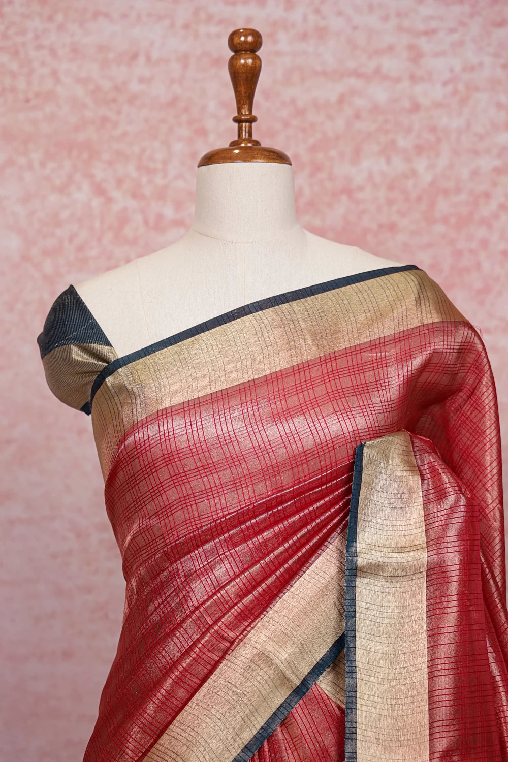 Red Semi Tissue Saree - Seematti