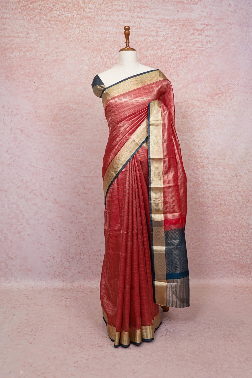 Red Semi Tissue Saree - Seematti