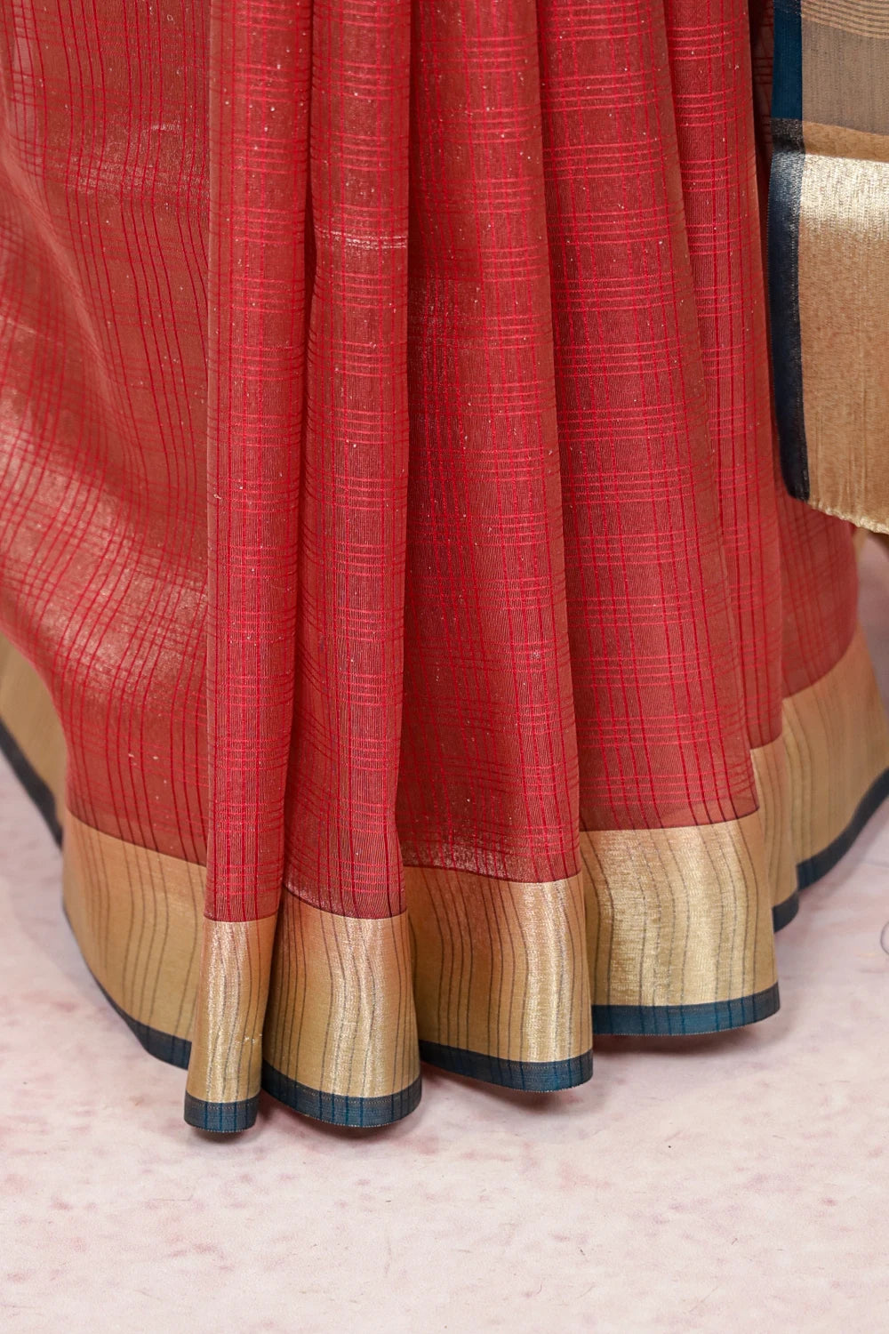Red Semi Tissue Saree - Seematti