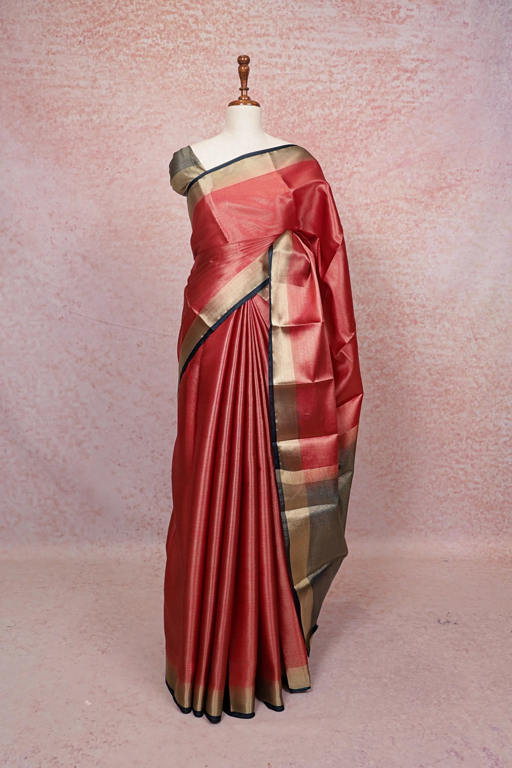 Red Semi Tissue Saree - Seematti