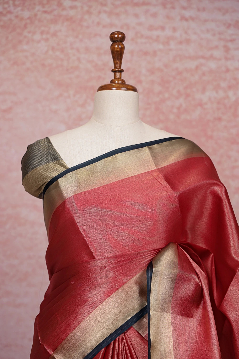 Red Semi Tissue Saree - Seematti