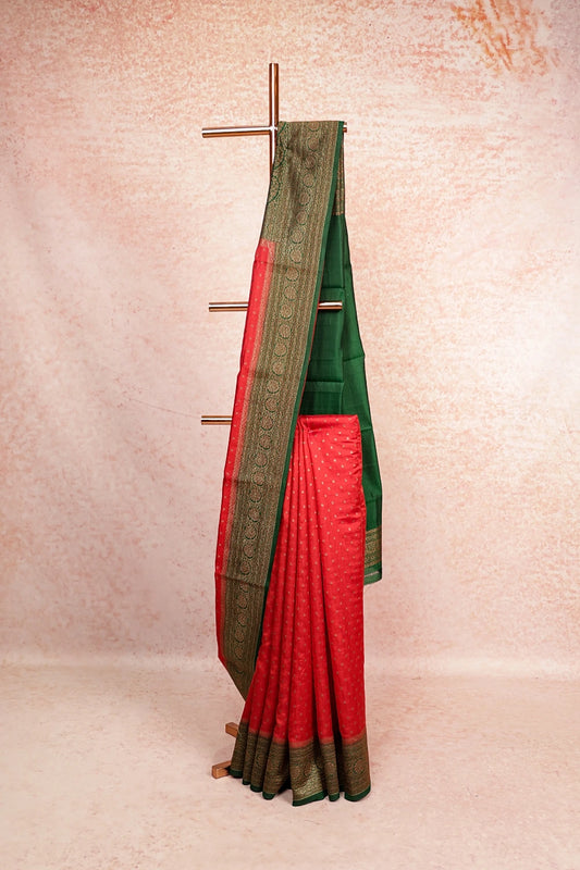 Red Tussar Banarasi Saree