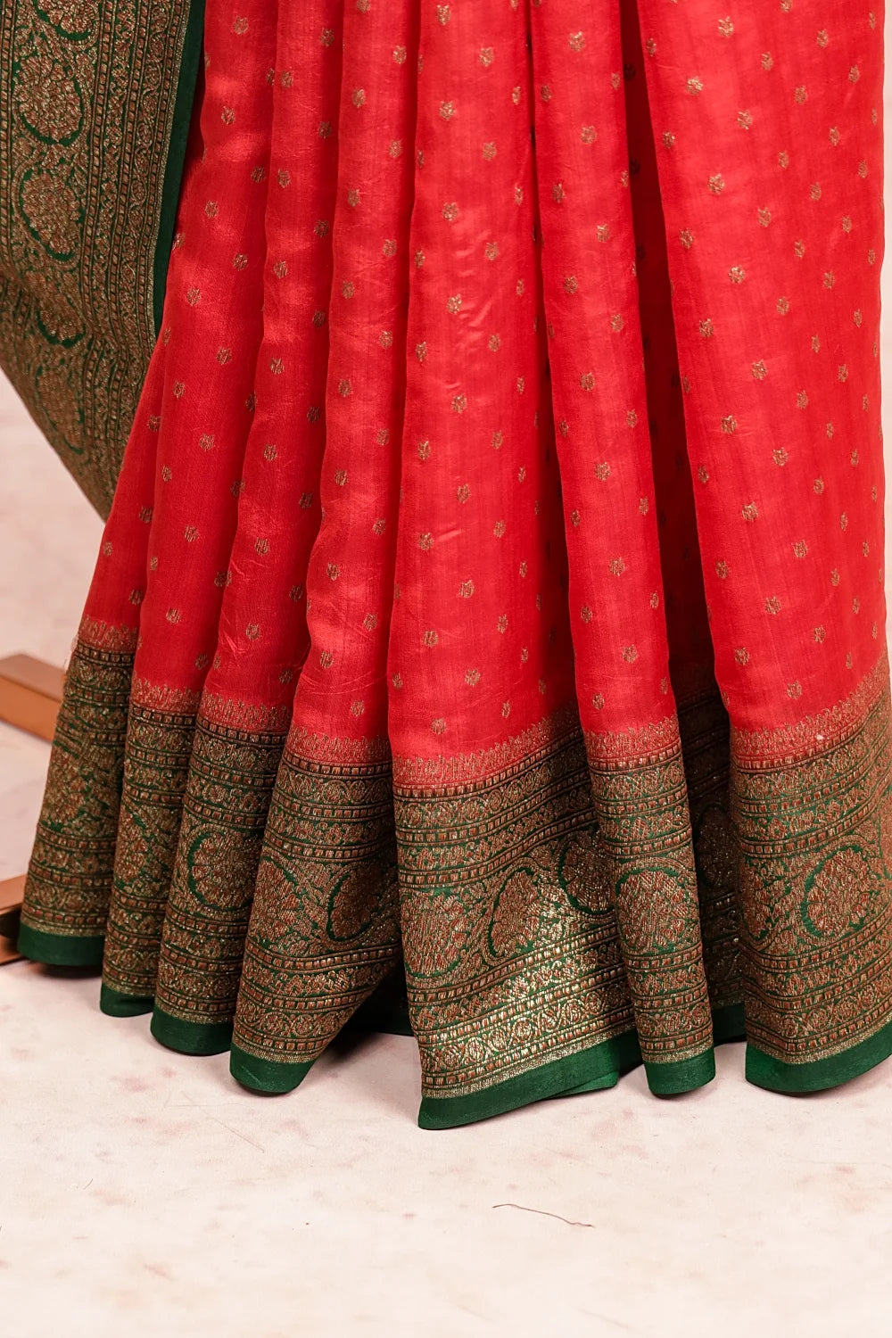 Red Tussar Banarasi Saree