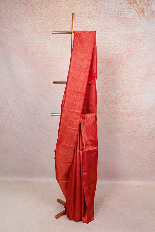 Reddish Maroon Kancheepuram Silk Saree - Seematti