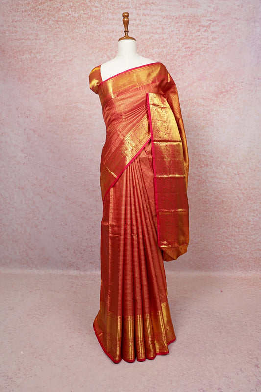 Reddish Maroon Kancheepuram Silk Saree - Seematti