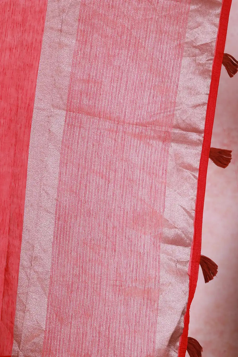 Reddish Maroon Semi Jute Saree