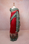 Reddish Maroon Synthetic Cotton Saree - Seematti