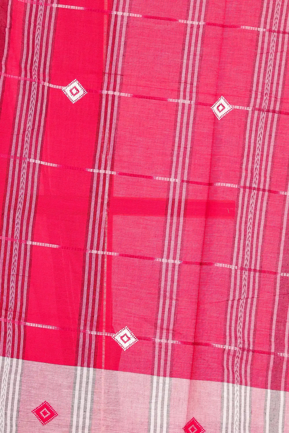 Reddish Pink Cotton Saree